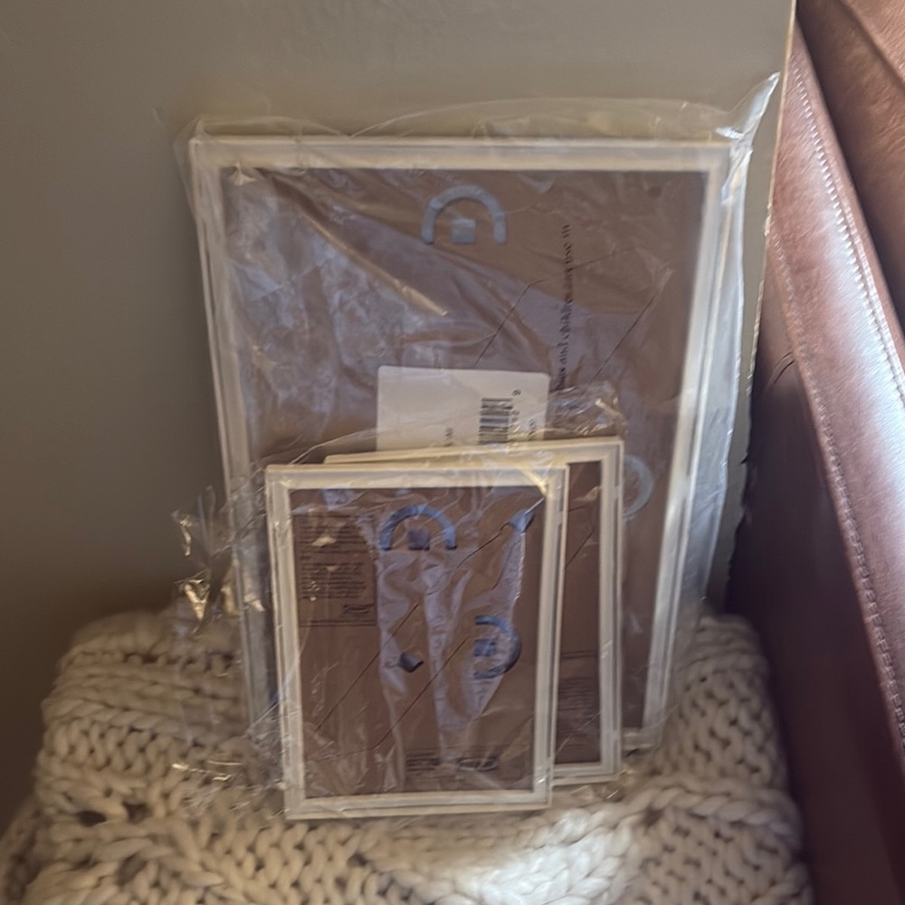 IKEA White and Brown Picture Frame Set